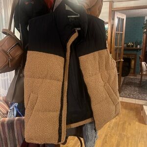 Women's Black and Tan Sherpa Jacket